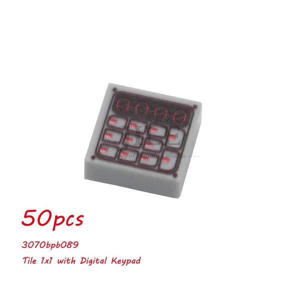 Planet Gates 50pcs MOC City Bricks Tile Slope Gauges Controls Center Radar Screen Keypad Pattern Printed Building Blocks Kit Instrument Toys