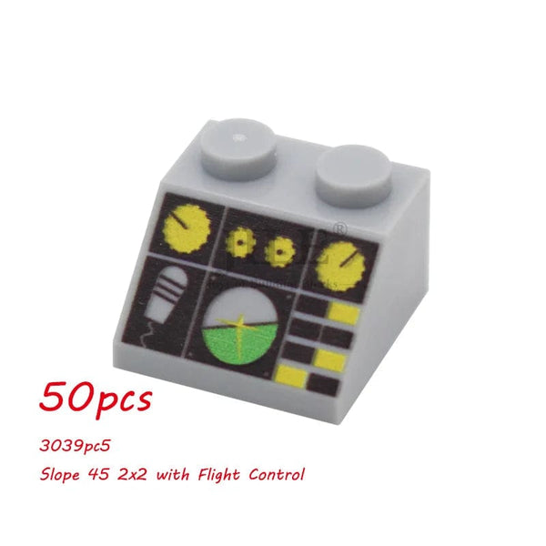 Planet Gates 50pcs MOC City Bricks Tile Slope Gauges Controls Center Radar Screen Keypad Pattern Printed Building Blocks Kit Instrument Toys