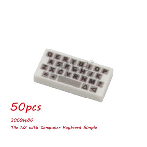 Planet Gates 50pcs MOC City Bricks Tile Slope Gauges Controls Center Radar Screen Keypad Pattern Printed Building Blocks Kit Instrument Toys