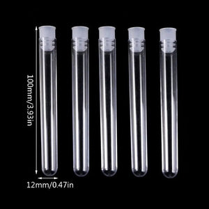Planet Gates 50Pcs/Pack 12x100mm Transparent Laboratory Clear Plastic Test Tubes Vials With Push Cap School Lab Supplies