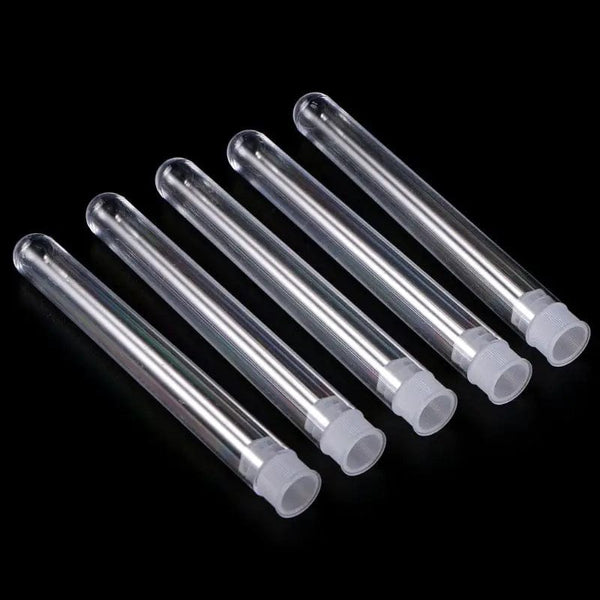Planet Gates 50Pcs/Pack 12x100mm Transparent Laboratory Clear Plastic Test Tubes Vials With Push Cap School Lab Supplies