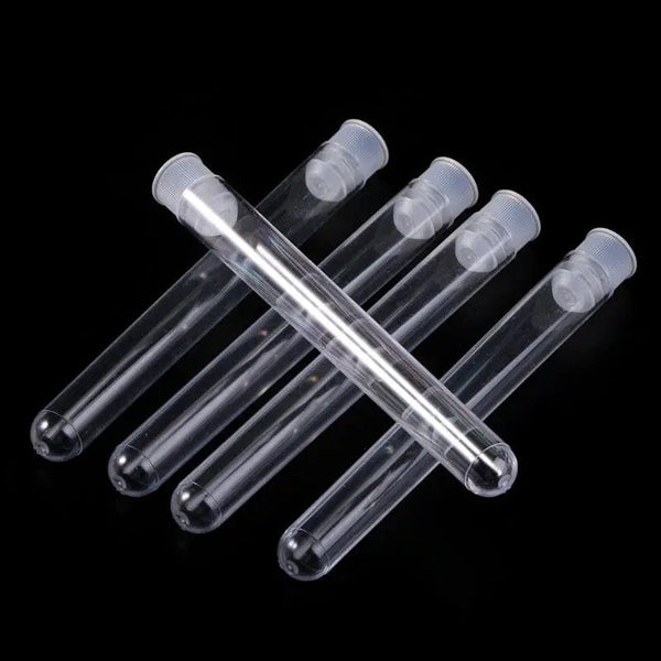 Planet Gates 50Pcs/Pack 12x100mm Transparent Laboratory Clear Plastic Test Tubes Vials With Push Cap School Lab Supplies