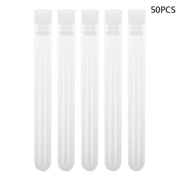 Planet Gates 50Pcs/Pack 12x100mm Transparent Laboratory Clear Plastic Test Tubes Vials With Push Cap School Lab Supplies