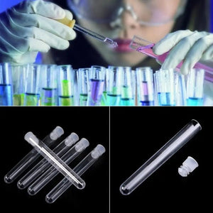 Planet Gates 50Pcs/Pack 12x100mm Transparent Laboratory Clear Plastic Test Tubes Vials With Push Cap School Lab Supplies
