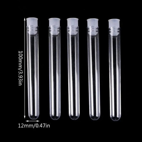 Planet Gates 50Pcs/Pack 12x100mm Transparent Laboratory Clear Plastic Test Tubes Vials With Push Cap School Lab Supplies
