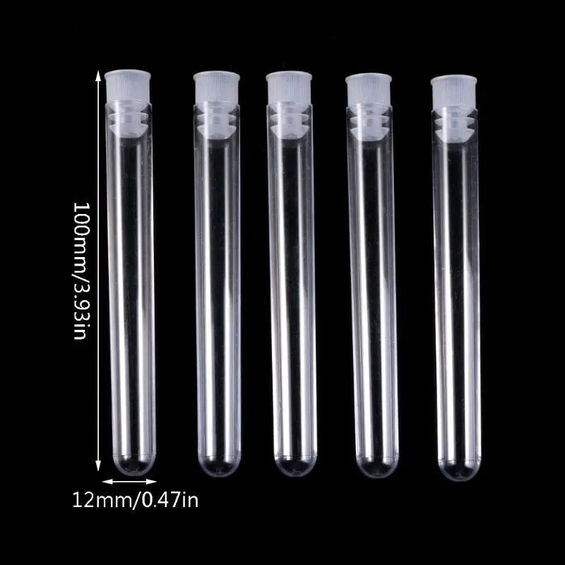 Planet Gates 50Pcs/Pack 12x100mm Transparent Laboratory Clear Plastic Test Tubes Vials With Push Cap School Lab Supplies