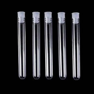 Planet Gates 50Pcs/Pack 12x100mm Transparent Laboratory Clear Plastic Test Tubes Vials With Push Cap School Lab Supplies
