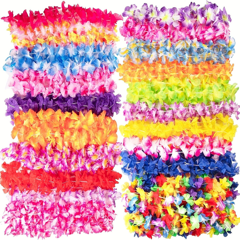 Planet Gates 50PCS/package 50pcs, Hawaiian Leis Necklace Tropical Luau Hawaii Flower Lei Theme Party Favors Lais Headbands Holiday Wedding Beach Birthday Decorations I Hawaiian Leis Party Supplies
