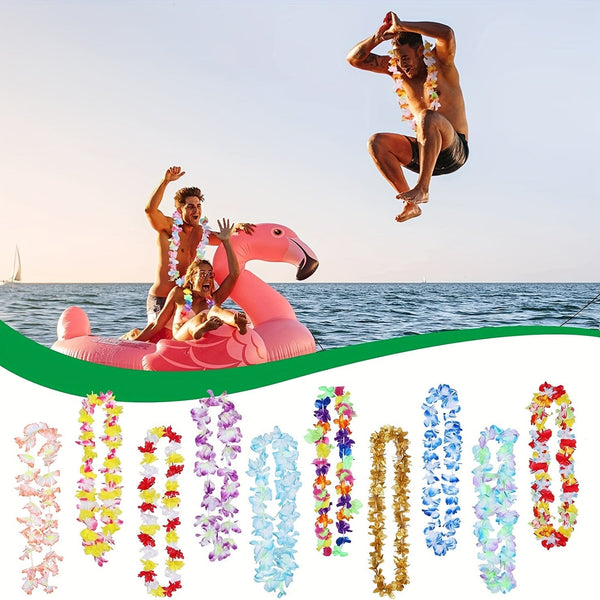 Planet Gates 50PCS/package 50pcs, Hawaiian Leis Necklace Tropical Luau Hawaii Flower Lei Theme Party Favors Lais Headbands Holiday Wedding Beach Birthday Decorations I Hawaiian Leis Party Supplies
