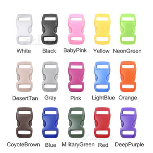 Planet Gates 50pcs Paracord Bracelet Buckle Curved Side Release Buckles for DIY Parachute Wristband Pet Collar Outdoor Camp Strap 10mm