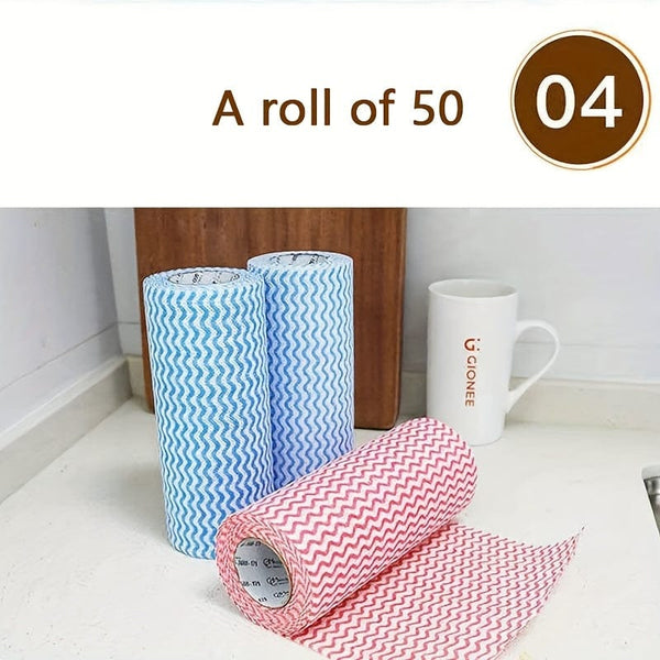 Planet Gates 50pcs/roll Thickened Dish Cleaning Wipes - Disposable Cleaning Towels For Kitchen And Bathroom - Convenient And Effective Cleaning Cloths For Tableware And Surfaces