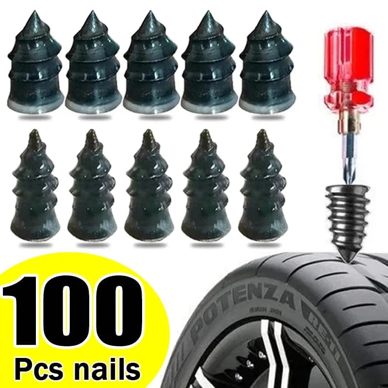 Planet Gates 50pcs Small Tire Puncture Repair Nails for Car Motorcycle Scooter Bike Vacuum Tyre Repairing Rubber Metal Nail Set Car Tire Accessories