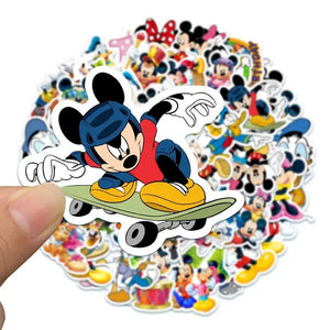 Planet Gates 50pcs Stickers Disney Mickey Mouse Action Figure Model Piggy Bank Anime Child Toys Donald Duck Cartoon Doll Saving Pot Change Jar Decoration