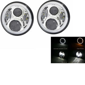 Planet Gates 50w Halo Chrome 2x Car 7 Inch Led Headlight Hi/Low H4 Halo Angle Eyes DRL For Jeep JK TJ OffRoad Defender Hummer 4x4 Suzuki Samurai Headlamp