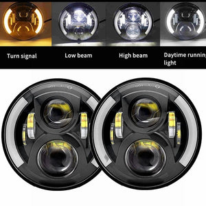 Planet Gates 50w Halo light Black 2 2x Car 7 Inch Led Headlight Hi/Low H4 Halo Angle Eyes DRL For Jeep JK TJ OffRoad Defender Hummer 4x4 Suzuki Samurai Headlamp