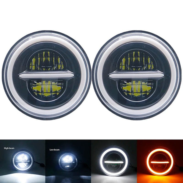 Planet Gates 50w Halo light Black 3 2x Car 7 Inch Led Headlight Hi/Low H4 Halo Angle Eyes DRL For Jeep JK TJ OffRoad Defender Hummer 4x4 Suzuki Samurai Headlamp