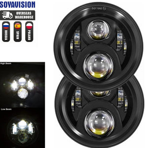 Planet Gates 50w light Black 2x Car 7 Inch Led Headlight Hi/Low H4 Halo Angle Eyes DRL For Jeep JK TJ OffRoad Defender Hummer 4x4 Suzuki Samurai Headlamp