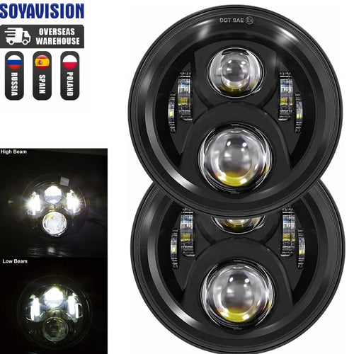 Planet Gates 50w light Black 2x Car 7 Inch Led Headlight Hi/Low H4 Halo Angle Eyes DRL For Jeep JK TJ OffRoad Defender Hummer 4x4 Suzuki Samurai Headlamp