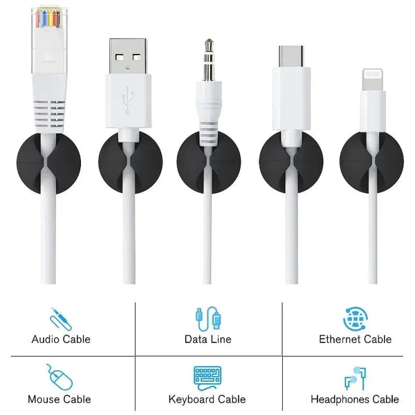Planet Gates 50x White 5/50Pcs Mini Cable Winder Organizer USB Charging Cable Clips Desk Tidy Organiser Wire Cord Holder Protectors In Home Office Car