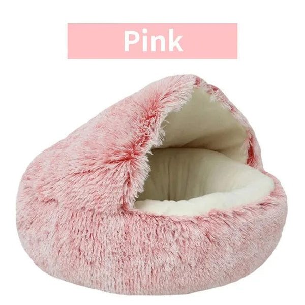 Planet Gates 50x50cm / Pink Soft Plush Pet Bed with Cover Round Cat Bed Pet Mattress Warm Cat Dog 2 in 1 Sleeping Nest Cave for Small Dogs
