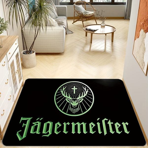 Planet Gates 50x80cm-19.6x31.5inch 1pc Thickened Jagermeister Logo Carpet For Living Room Bedroom, Home Decoration Coffee Table Large Area Rugs, Lounge Floor Mat, Non-Slip Rugs For Bedroom, Home Decor, Room Decor