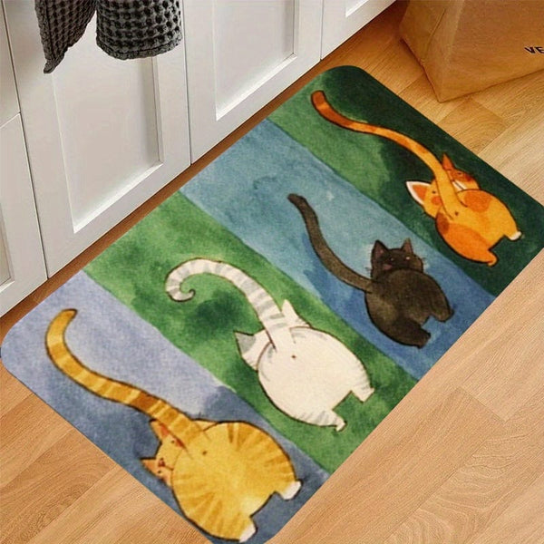 Planet Gates 50x80cm /20''x31'' 1pc, Thickened Cute Cat Door Mat Into The Living Room Carpet Bedroom Mat Door Mat, Bathroom Non-slip Door Mat Floor Mat 0.39inch/1cm Thickness