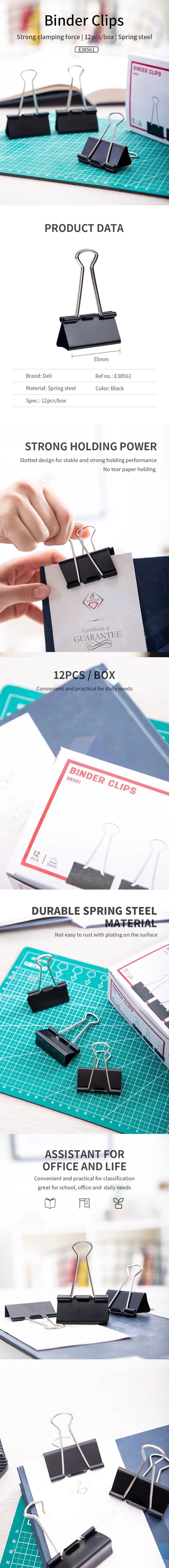 Planet Gates 51mm Deli 1box 51mm Effortless Binder Clip Clamps Long Tail Clip Combination Folder Bookmark Paper Ticket Clip School Office Supplies