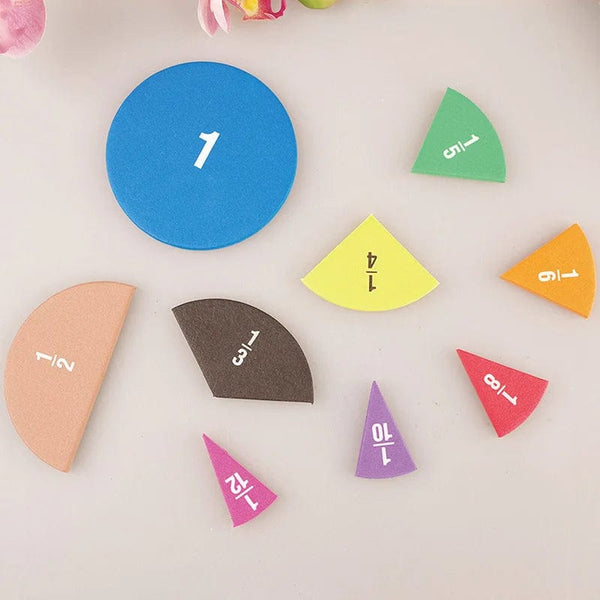 Planet Gates 51PCS Round 51Pcs Fractions Math Teaching Tool EVA Round Shape Instrument Kids Montessori Early Educational Math Development STEM Toy Gifts
