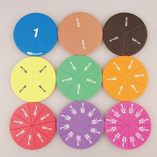 Planet Gates 51PCS Round 51Pcs Fractions Math Teaching Tool EVA Round Shape Instrument Kids Montessori Early Educational Math Development STEM Toy Gifts
