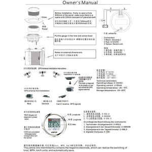 Planet Gates 52mm Digital GPS Speedometer TFT Screen Waterproof Odometer adjust Mph Knot Km/h Speed Gauge For Boat Car Motor Yacht 12V 24V