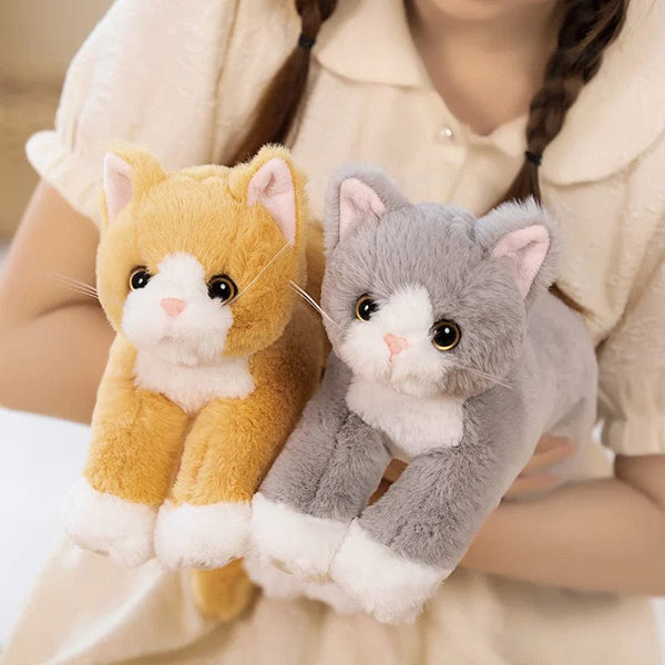 Planet Gates 53CM Cute Simulated Cat Doll Plush Toy Stuffed Soft Animal Plush white Gray Kitten Pillow Birthday Gift Pet Toys Decor
