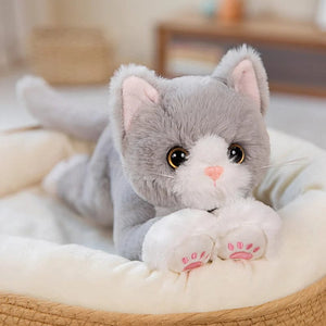 Planet Gates 53CM Cute Simulated Cat Doll Plush Toy Stuffed Soft Animal Plush white Gray Kitten Pillow Birthday Gift Pet Toys Decor