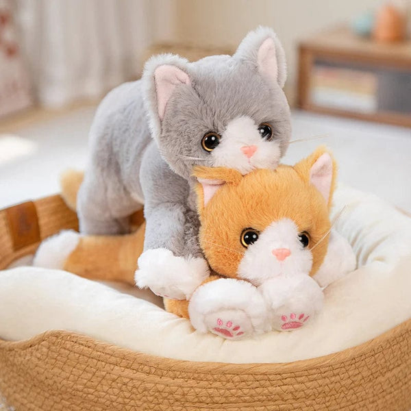 Planet Gates 53CM Cute Simulated Cat Doll Plush Toy Stuffed Soft Animal Plush white Gray Kitten Pillow Birthday Gift Pet Toys Decor