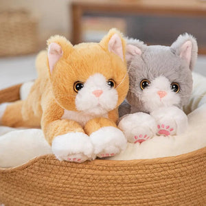 Planet Gates 53CM Cute Simulated Cat Doll Plush Toy Stuffed Soft Animal Plush white Gray Kitten Pillow Birthday Gift Pet Toys Decor