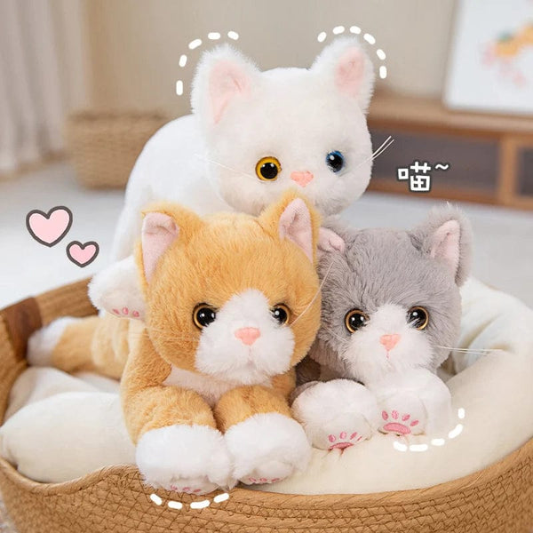 Planet Gates 53CM Cute Simulated Cat Doll Plush Toy Stuffed Soft Animal Plush white Gray Kitten Pillow Kids Girls Birthday Gift Pet Toys Deco
