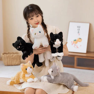 Planet Gates 53CM Cute Simulated Cat Doll Plush Toy Stuffed Soft Animal Plush white Gray Kitten Pillow Kids Girls Birthday Gift Pet Toys Deco