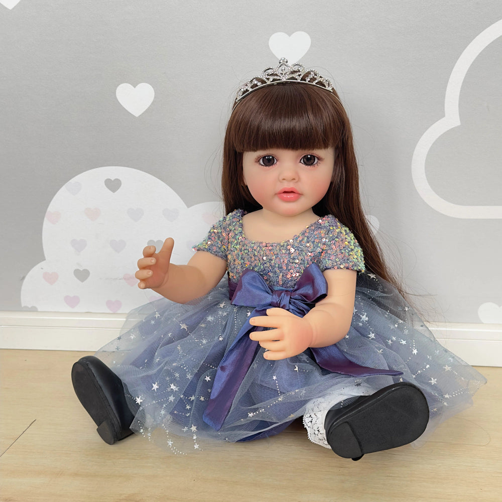 Planet Gates 55cm NPK 22inch Full Body Standing Toddler Girl Doll Reborn Princess Betty Long Hair in Dress Soft Cuddly Body Gifts for
