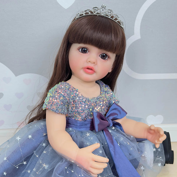 Planet Gates 55cm NPK 22inch Full Body Standing Toddler Girl Doll Reborn Princess Betty Long Hair in Dress Soft Cuddly Body Gifts for