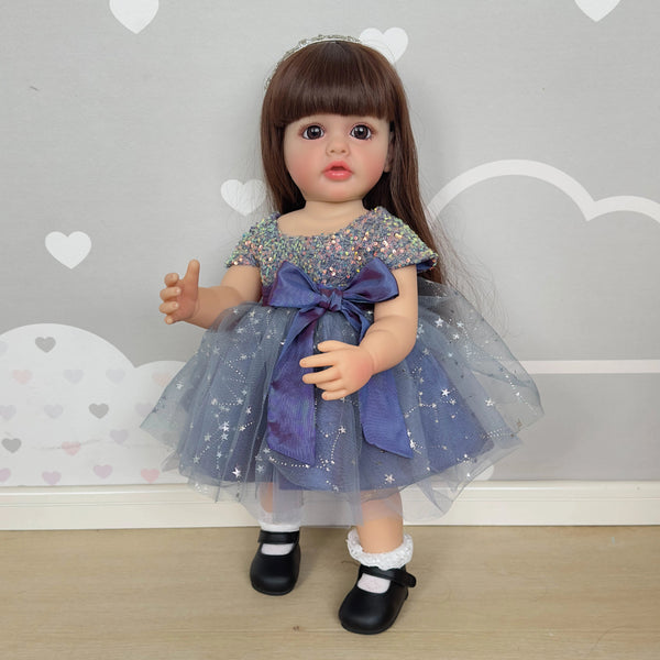 Planet Gates 55cm NPK 22inch Full Body Standing Toddler Girl Doll Reborn Princess Betty Long Hair in Dress Soft Cuddly Body Gifts for
