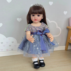 Planet Gates 55cm NPK 22inch Full Body Standing Toddler Girl Doll Reborn Princess Betty Long Hair in Dress Soft Cuddly Body Gifts for