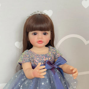 Planet Gates 55cm NPK 22inch Full Body Standing Toddler Girl Doll Reborn Princess Betty Long Hair in Dress Soft Cuddly Body Gifts for