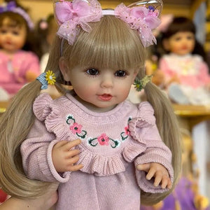 Planet Gates 55cm NPK 55cm Full Silicone Reborn Smile Baby Doll Kids for Girls Lifelike Blond Hair Soft Touch High Quality Doll
