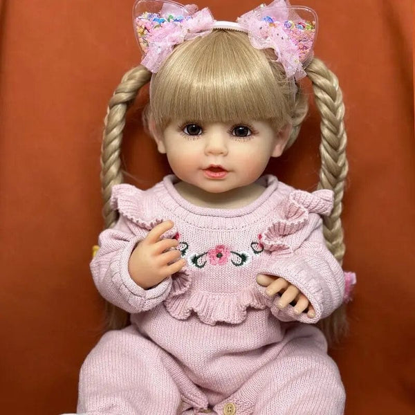 Planet Gates 55cm NPK 55cm Full Silicone Reborn Smile Baby Doll Kids for Girls Lifelike Blond Hair Soft Touch High Quality Doll