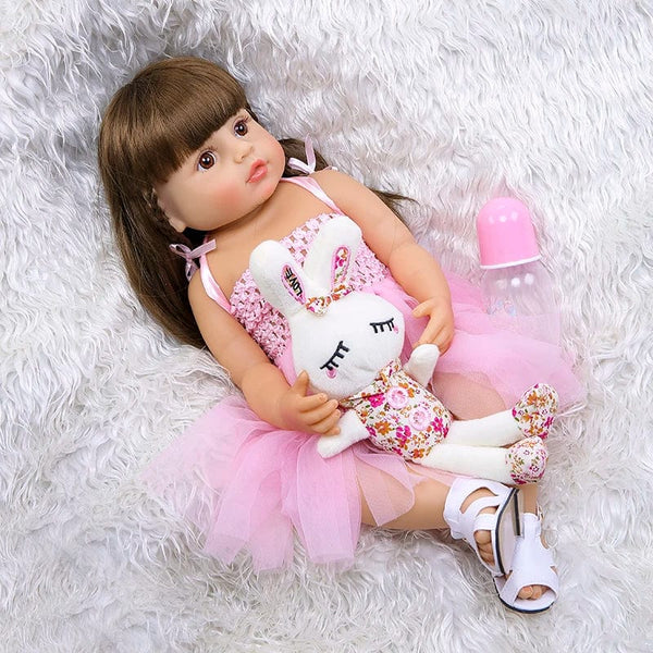 Planet Gates 55cm NPK bebe doll reborn toddler girl pink princess baty toy very soft full body silicone girl doll