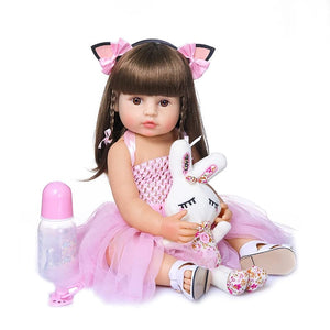Planet Gates 55cm NPK bebe doll reborn toddler girl pink princess baty toy very soft full body silicone girl doll