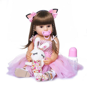 Planet Gates 55cm NPK bebe doll reborn toddler girl pink princess baty toy very soft full body silicone girl doll