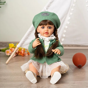 Planet Gates 55cm Reborn Dolls Full Body Silicone Vinyl Doll Beauty Long Hair Girl Lifelike Bewborn Baby Princess Bebe Dolls Reborn Doll Toys