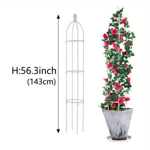 Planet Gates 56.3inch 1pc Tower Obelisk Garden Trellis Plant Support For Climbing Vines And Flowers Stands, White Lightweight Plant Tower, 109.22/143.0cm Tall