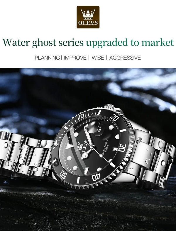 Planet Gates 5885 Gold green / No OLEVS Top Original Men Quartz Watch Green Waterproof Watch for Men Stainless Steel Quartz Men Luxury Watch Luminous Wristwatch