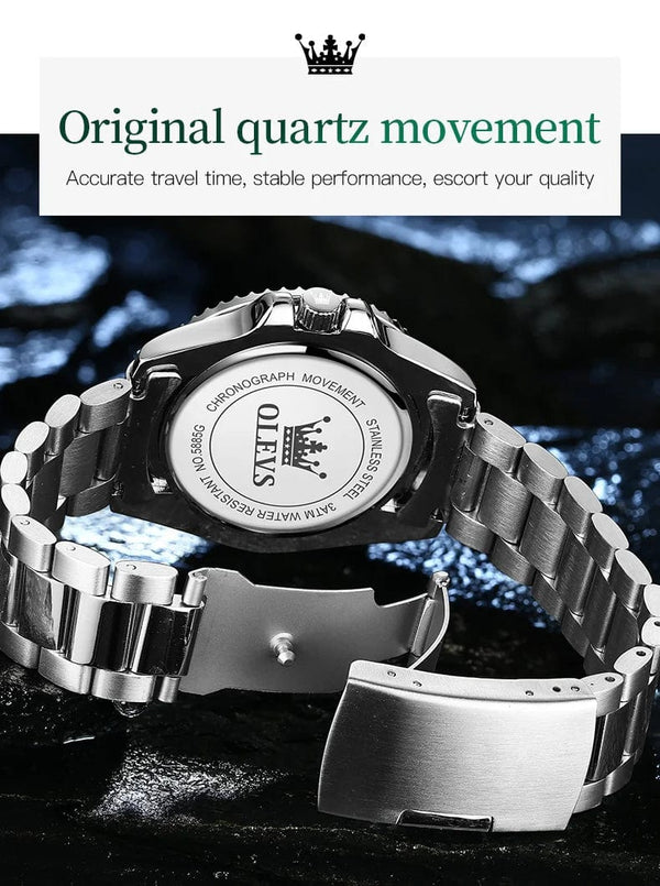 Planet Gates 5885 Gold green / No OLEVS Top Original Men Quartz Watch Green Waterproof Watch for Men Stainless Steel Quartz Men Luxury Watch Luminous Wristwatch